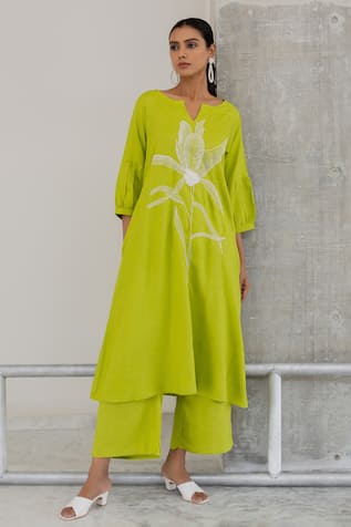Silai Studio Matcha Bloom Kurta Set 