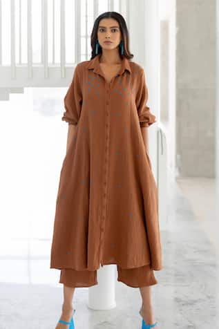 Silai Studio Pecan Brown Tunic Co-ord Set 