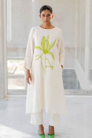 Silai Studio Vanilla Mist Embroidered Kurta Set 