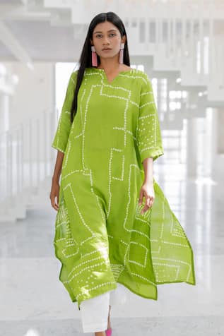 Silai Studio Bandhej Silk Kurta 