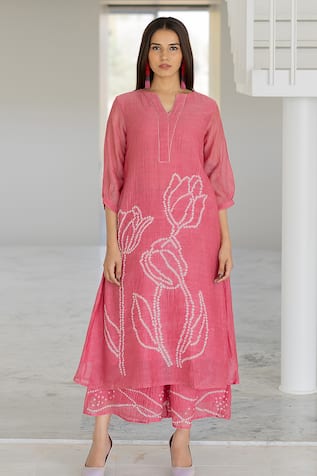 Silai Studio Misty Tulips Bandhani Kurta Set 