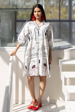 Silai Studio Embroidered Poplin Dress 