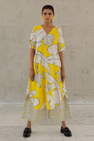 Silai Studio Plantain Orchard Yellow Kurta 