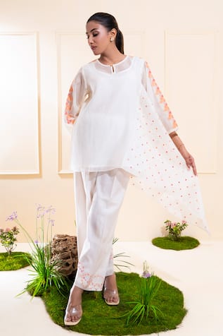 The White Tree Studio Cascading Chanderi Pant Co-ord Set 