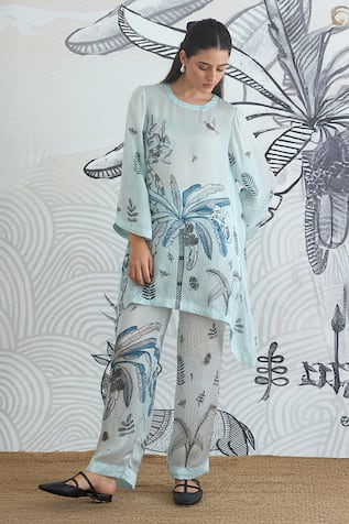 Shivani Bhargava Powder Blue Digital Print Co-Ord Set 
