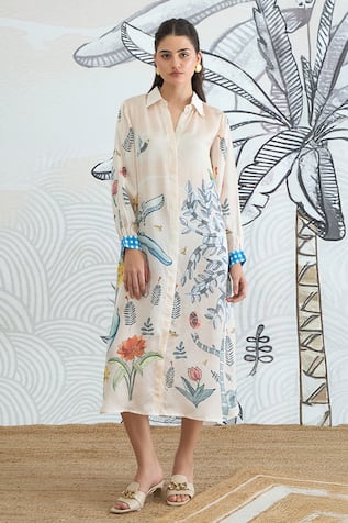 Shivani Bhargava Ivory Jungle Shirt Dress 