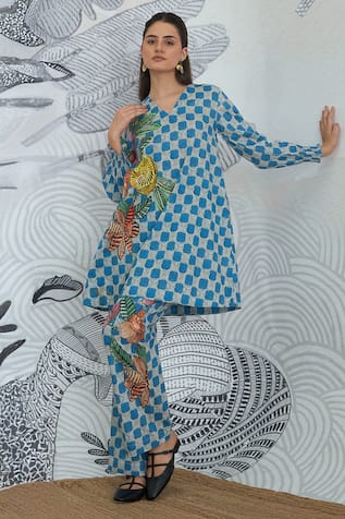 Shivani Bhargava Check Flower Co-Ord Set 