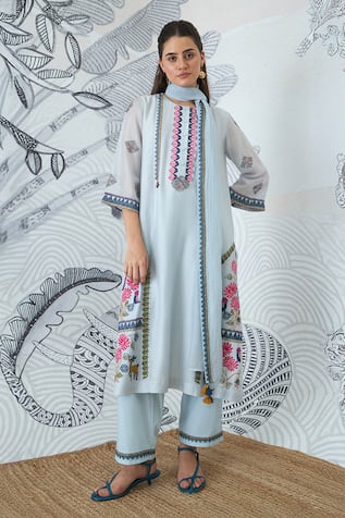 Shivani Bhargava Powder Blue Embroidered Kurta Set 
