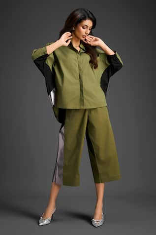 Deepika Arora Designer Green Cotton Shirt & Pant Set 