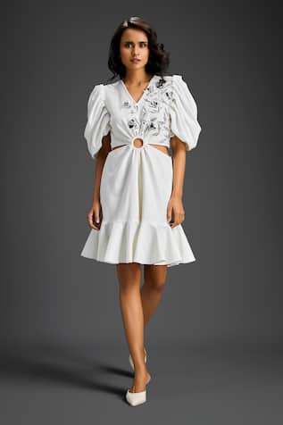 Deepika Arora White Designer Embellished Dress 