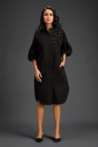 Deepika Arora Designer Black Cotton Dress 