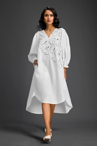 Deepika Arora Designer White Cotton Dress 