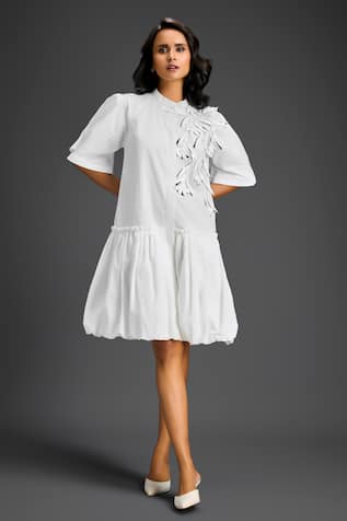 Deepika Arora Designer White Cotton Dress 