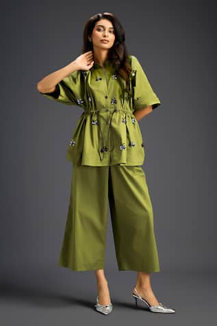 Deepika Arora Green Designer Shirt & Pant Set 