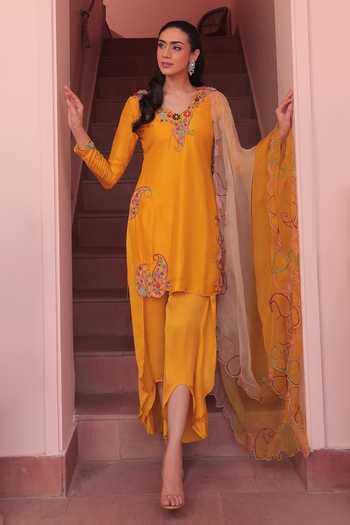 Label Astha Chhabra Yellow Designer Kurta Set 