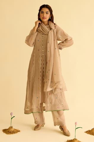 Naaz By Noor Chanderi Embroidered Kurta Pant Set 
