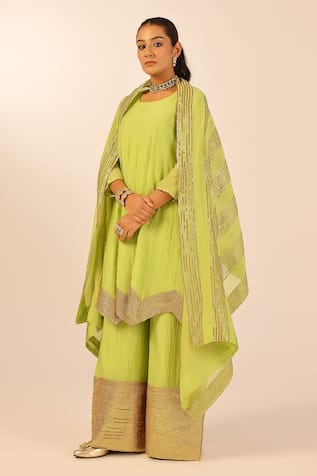Palak & Mehak Green Chanderi Kurta Sharara Set 