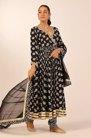 Palak & Mehak Floral Chanderi Anarkali Set 