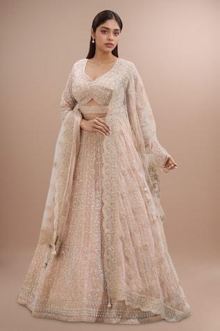 Samyukta Singhania Floral Pearl Embroidered Lehenga Set 
