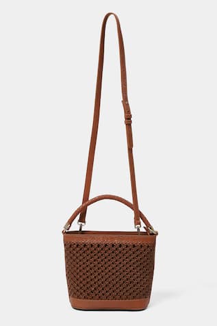 Brown Designer Weave Handbag 
