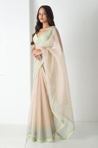 Chhaya Mehrotra Chanderi Chiffon Designer Saree Set 