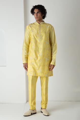 Chhaya Mehrotra Mirror Embroidered Illuminating Yellow Kurta Set 