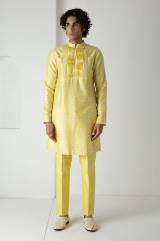 Chhaya Mehrotra Sunstruck Yellow Block Printed Kurta Set 