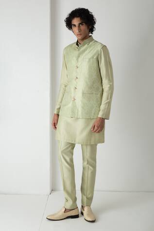 Chhaya Mehrotra Tea Green Esper Bandi Set 