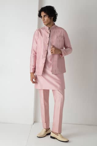 Chhaya Mehrotra Blooming Pink Tanchui Brocade Bundi Set 