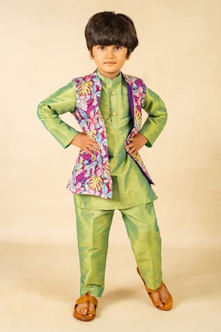 Jilmil Dreamwear Green & Purple Digital Printed Kurta Set 