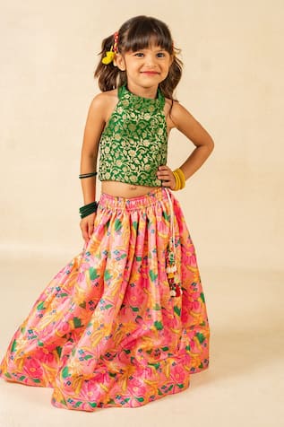 Jilmil Dreamwear Digital Printed Green Top & Lehenga Set 