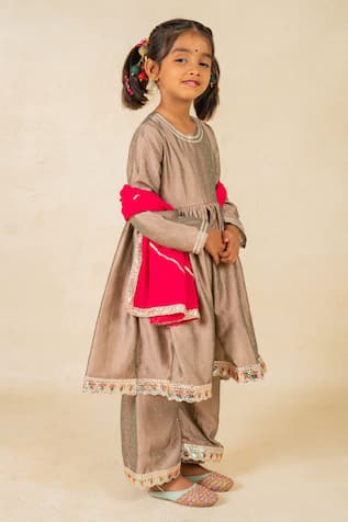 Jilmil Dreamwear Grey Embroidered Anarkali Set 