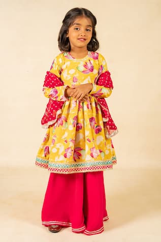 Jilmil Dreamwear Yellow Embroidered Anarkali Set 
