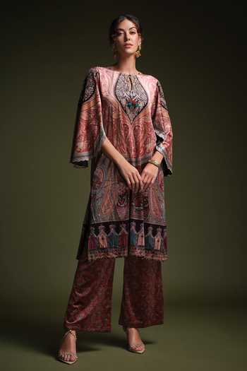 Samyukta Singhania Rust Printed Kurta & Pant Set 
