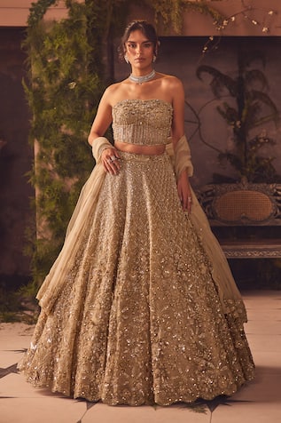 Roqa Designer Gold Lehenga Set 
