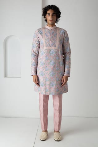 Chhaya Mehrotra Dusty Pink Block Printed Kurta Set 