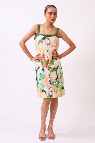 Baani Khurana Multi Floral Cotton Linen Dress 