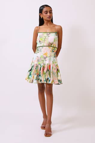 Baani Khurana Floral Print Cotton Linen Dress 