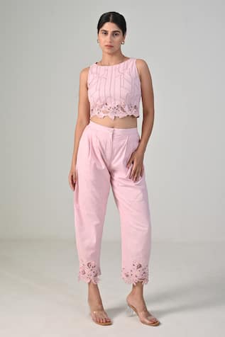 Baani Khurana Pink Designer Crop Top & Pant Set 