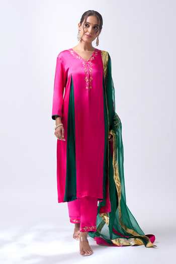 House Of Pink Rani Pink Zari Embroidered Kurta Set 