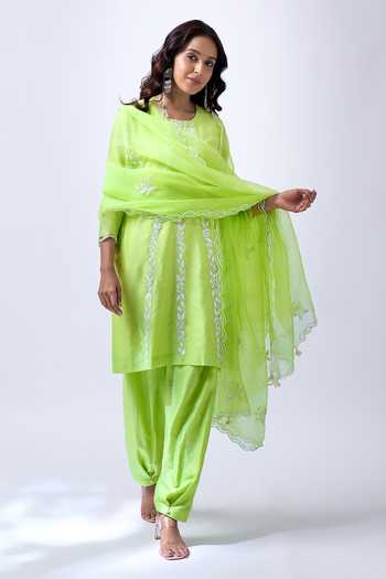 House Of Pink Pastel Green Kurta Tulip Pant Set 