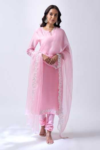 House Of Pink Powder Pink Embroidered Kurta Set 