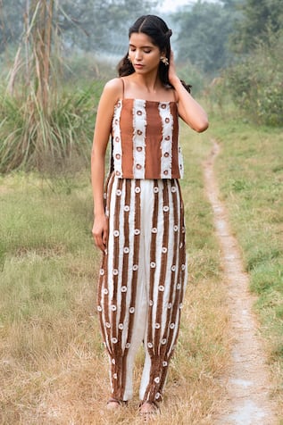 Kushani Mocha Brown Floral Co-ord Set 