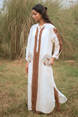 Kushani Ivory Linen Silk Harmony Whispers Dress 