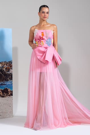 Nautanky Blush Pink Scuba Couture Dress 