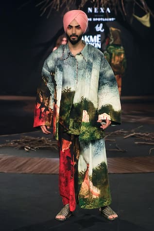 Til Hand Painted Cotton Oversized Jacket 