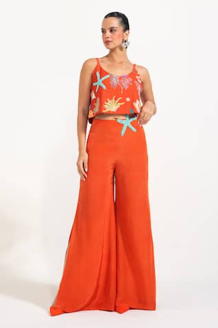 Nautanky Sunset Orange Mermaid Mischief Pant Set 