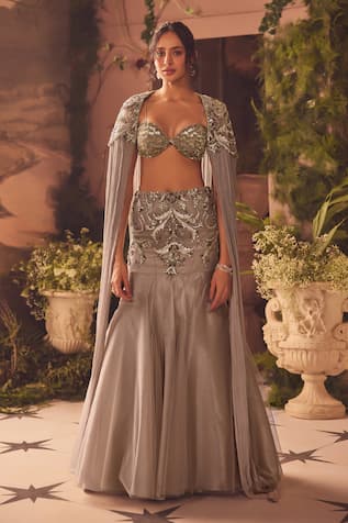 Roqa Designer Emerald Cape & Skirt Set 