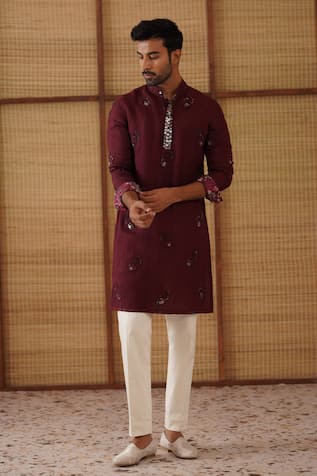 Arjan Dugal Gramophone Dori Long Kurta Set 