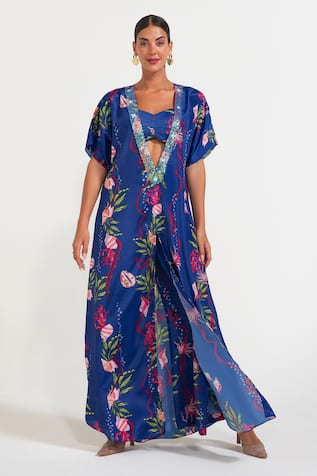 Nautanky Electric Blue Kaftan Set 